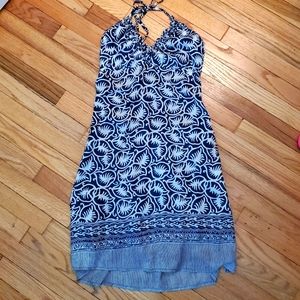 Bella Tu Silk Palm Print Halter Dress